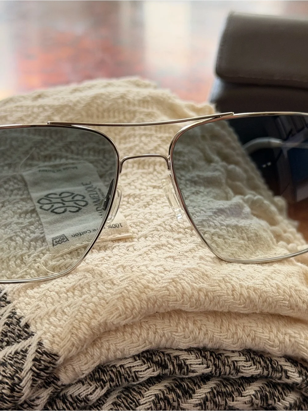 Oliver Peoples Silver Metal Aviator Sunglasses with Gray Lenses